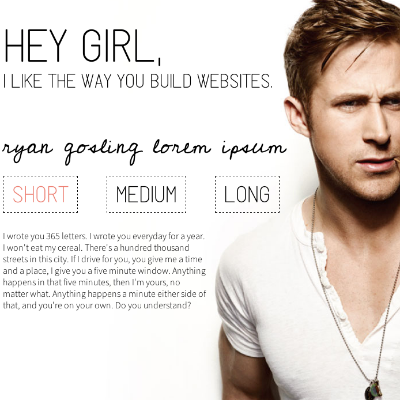 ryan gosling lorem ipsum generator screenshot